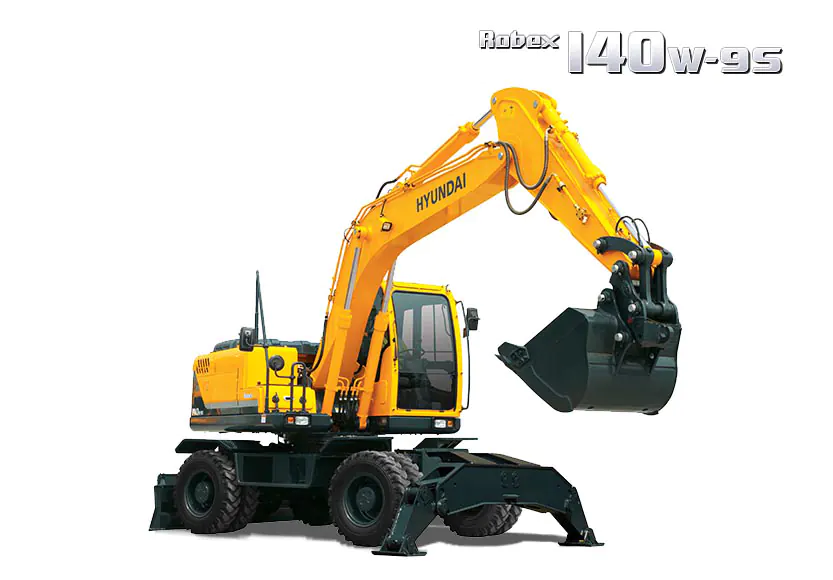 Máy xúc đào bánh lốp R140W-9S gầu 0.58 m³