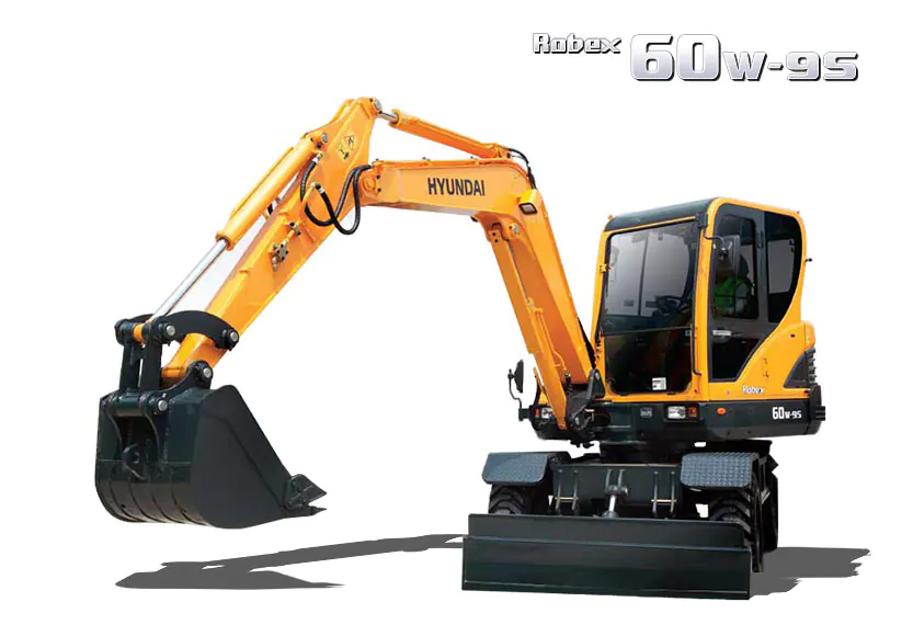 Máy xúc đào bánh lốp R60W-9S gầu 0.18m³